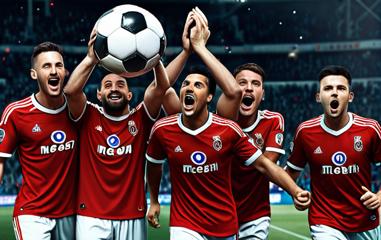 **

A dynamic sports marketing presentation. Focus on storytelling, showcasing a winning soccer team celebrating, overlaid with digital marketing icons and data analytics graphs. Emphasis on fan engagement and emotional connection.

**