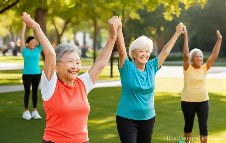 스포츠경영관리사와 국제 스포츠 이벤트 - **Prompt:** A dynamic, sun-drenched outdoor fitness park where a diverse group of individuals, inclu...