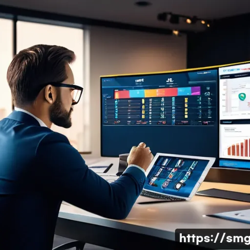 스포츠경영관리사와 스포츠 트렌드 분석 - A professional sports event planner in a modern conference room, analyzing detailed charts and digit...