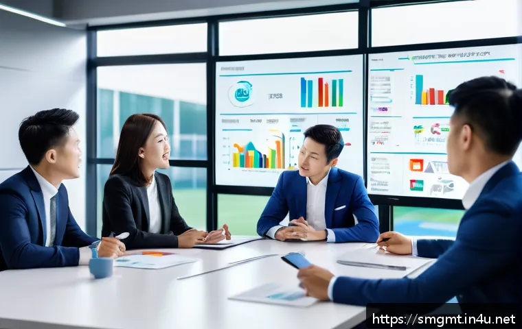 스포츠경영관리사와 스포츠 코칭 철학 - A dynamic sports business meeting scene inside a modern stadium office, featuring diverse profession...